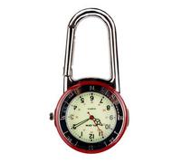 Argento Lucido Clip Moschettone Rosso & Lunetta Luminoso Viso Dottore Fob Watch