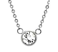 Argento Lunetta Ciondolo Acciaio Inox Collana Swarovski Elements 18 " Catena New