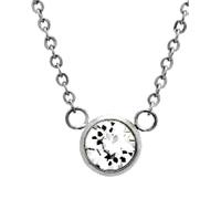 Argento Lunetta Ciondolo Acciaio Inox Collana Swarovski Elements 18 " Catena New