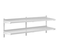 Argento Mensole da parete in acciaio inox - 2 ripiani - 40 x 180 cm - Spessore 35 mm - Portata 40 kg - Design moderno | Royal Catering