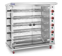 Argento metallizzato Girarrosto a gas per polli - 5 spiedi - con illuminazione e ruote - Royal Catering