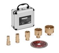 Argento metallizzato Set di corone diamantate - Per smerigliatrici angolari - 20 / 25 / 35 / 55 / 68 mm - Disco diamantato 115 mm | MSW