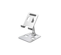 (Argento metallizzato) Supporto pieghevole da tavolo in metallo per telefono cellulare, iPad, iPhone,
