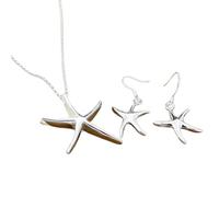 Argento Moda Lucky Cinque Punte Stella Collana Orecchini Gioielli Set Per Le Donne Gioielli Alla Moda