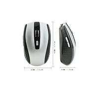 (Argento) Mouse wireless ottico rosso USB 6D per mouse da gioco per computer portatili Design ergonomico