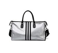 (Argento Nero L) Grande borsa da viaggio pieghevole per donna, borsa sportiva, grande sacca da golf,