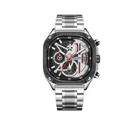 (Argento) Orologio al quarzo argento MEGIR da uomo, impermeabile, con quadrante quadrato, cronografo