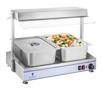 Argento Piano caldo con lampade alogene - 1100 W - Acciaio inox | Royal Catering