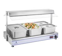 Argento Piano caldo con lampade alogene - 2000 W - Acciaio inox | Royal Catering