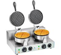 Argento Piastra per waffel - 2 x 1.300 Watt - rotonda | Royal Catering