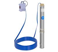 Argento Pompa sommersa per pozzo - 95 mm / 3,75'' - 10.800 l/h - 1.100 W - cavo 20 m / prevalenza 54 m - Acciaio inox | hillvert