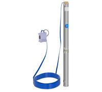 Argento Pompa sommersa per pozzo - 95 mm / 3,75'' - 10.800 l/h - 2.200 W - cavo 20 m / prevalenza 96 m - Acciaio inox | hillvert