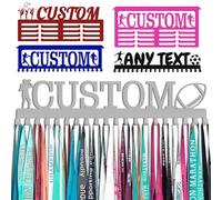 Argento Porta medaglie personalizzato con ganci per nome, espositore per premi e nastri, da parete, ginnastica, corridori, ragazzi, ragazze, bambini, regalo personalizzato per sport, espositore per