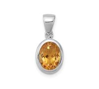 Argento Rodiato Corona Set Giallo Citrino Ovale Pendente a Goccia
