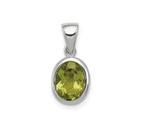Argento Rodiato Corona Set Peridoto Verde Ovale Pendente a Goccia