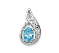 Argento Rodiato Luce Swiss Topazio Blu e Diamanti Pendente a Lacrima
