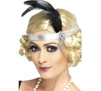 Argento Satinato Charleston Fascia Donna Maschietta 1920s Accessorio Vestito