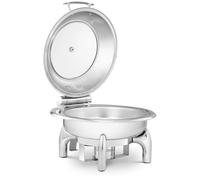 Argento Scaldavivande Chafing Dish - Acciaio inox di qualità - Contenitore rotondo - Impugnatura Cool Touch - Finestrella - Poggia cucchiaio