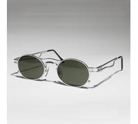 Argento Steampunk Ottico Qualità Vintage Occhiali da Sole Lente Verde - Iggy