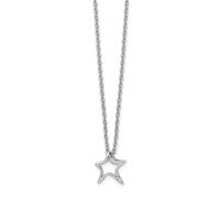 Argento Sterling 0.004 Ct. Diamante Ciondolo Stella 18 " Collana Con /2 " Ext
