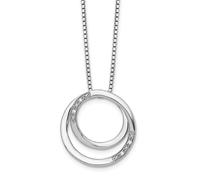 Argento Sterling 0.02 Ct. Diamante Contorto Cerchio Ciondolo 18 " Collana Bianco