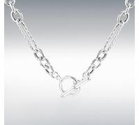 Argento Sterling 7.5MM Twisted-Link Figaro Forzatina T-Bar Collana 51CM/50.8cm