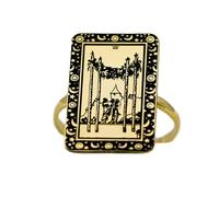 Argento sterling 925 | anello astrologico quattro di bastoni anello tarocchi | gioielli con carte dei tarocchi | fascia carro | misura 23x14 mm, gioielli personalizzati con sfiato minimo | LKTR_0084