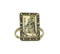 Argento sterling 925 | anello con carta dei tarocchi re di bastoni | anelli con gioielli dei tarocchi | fascia dell'imperatrice | misura 23x14 mm, gioielli personalizzati con sfiato minimo | LKTR_0078