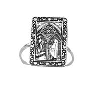 Argento sterling 925 | anello con tre di pentacoli e carte dei tarocchi | gioielli astrologici per anime mistiche | anello da sacerdotessa e mago | misura 23x14 mm, gioielli personalizzati | LKTR_0053