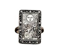 Argento sterling 925 | anello dei tarocchi | anello del sole | delicati gioielli dei tarocchi | carro, fascia in oro | misura 23x14 mm, gioielli personalizzati con sfiato minimo | LKTR_0076