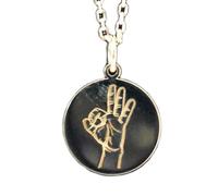 Argento sterling 925|collana a forma di piccola nuvola|ciondolo con linguaggio dei segni|con catena da 18 pollici|penna. Misura: 24 mm|placcatura in argento con gesti delle mani, unisex|LK_PNK_02452