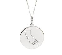 Argento sterling 925|collana con ciondolo a forma di stato|ciondolo delicato|con catena da 18 pollici. Misura: 24 mm|placcatura in argento California, New Jersey, New York, Georgia|LK_PNK_02245