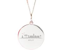 Argento sterling 925|collana con ciondolo Croazia diviso|grazioso ciondolo skyline|con catena da 18 pollici|misura penna - 24 mm|gioielli unisex fatti a mano con placcatura in argento|LK_PNK_02364