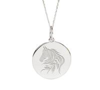 Argento sterling 925|con cavallo|ciondolo a forma di cavallo|con catena da 18 pollici. Misura penna: 24 mm|grazioso ciondolo con ritratto di animale floreale placcato argento unisex|LK_PNK_02352