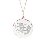 Argento sterling 925|con ciondolo con maschere simbolo del teatro, commedia e tragedia, con catena da 18 pollici. Misura: 24 mm. Delicato ciondolo per laurea di un'attrice, placcato argento|_2406