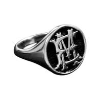 Argento Sterling 925 con doppio monogramma | Anello placcato argento | Anelli con sigillo rotondi da 15x15 mm | Misura della fascia US 5-12,5 Avelaibal | LKDR_0756