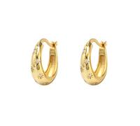 Argento Sterling 925 Cz Orecchini a stella Chunky Piccolo Cerop Per le Donne Orecchio Sensibile Delicato 14 K Oro Placcato Ovale Cristallo Stelle Ipoallergenico Huggie Gioielli di tendenza, Petit