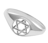 Argento Sterling 925 Ebraico Stella di David Anello Sigillo Misura J - V UK