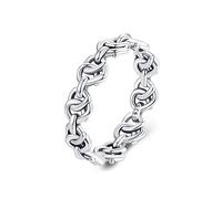 Argento Sterling 925, Gioielli in argento Sterling 925 Semplice anello a fascia infinita Anello in argento Sterling Anello a catena dell'amore