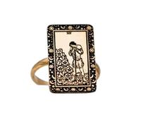 Argento sterling 925 | gioielli tarocchi sette di pentacoli | anello con carta dei tarocchi, anelli astrologici zodiacali | fascia carro | misura 23x14 mm, gioielli personalizzati | LKTR_0045