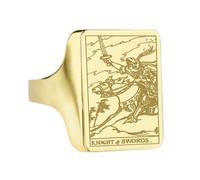 Argento Sterling 925 Il Cavaliere di Spade | Anello placcato oro | Anelli con sigillo rettangolari da 16x12 mm | Misura della fascia US 5-12,5 Avelaibal | LKDR_0293