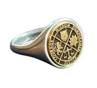 Argento Sterling 925 Le Virtù Cardinali | Anello Placcato Argento | Anelli con Sigillo Rotondi 15x15mm | Misura della Fascia US 5-12.5 Avelaibal |LKDR_0775