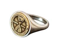 Argento Sterling 925 Memento Vivere | Anello placcato argento | Anelli con sigillo rotondi 15x15 mm | Misura della fascia US 5-12,5 Avelaibal | LKDR_0784