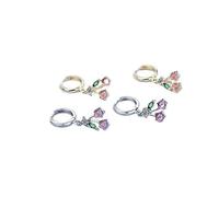 Argento Sterling 925, nuovi gioielli da donna alla moda, cristallo, zircone, rosa ciliegia, nappa lunga