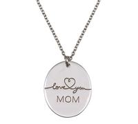 Argento Sterling .925 Placcato Rodio Love You Mom Ovale Disco Ciondolo Collana