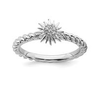 Argento Sterling Accatastabile Espressioni Diamante Twisted Stella Misura Anello