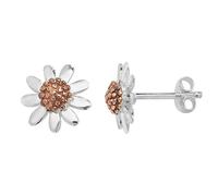 Argento Sterling Bicolore Rosa Margherita Orecchini a Lobo
