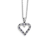 Argento Sterling Blu Zaffiro e Diamante Pendente a Cuore Aperto 18 " Collana