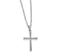 Argento Sterling Diamante Rotondo Relisiou Latino Croce Ciondolo 18 " Collana