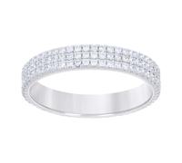 Argento Sterling Moissanite 3 File Eternity Fede Nuziale 3.5mm Misura Anello 6 A